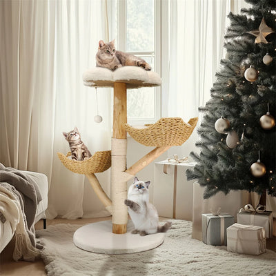 Modern Solid-Wood Cat Tree (110cm)