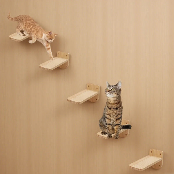 Wooden Cat Wall Steps (5-Piece)